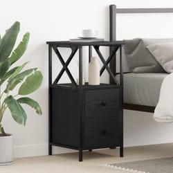 Vidaxl - Comodino Nero Rovere 34x35,5x70 cm in Legno Ingegnerizzato