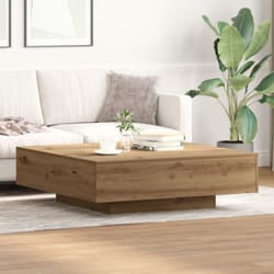 Tavolino da caffè vidaXL in rovere fatto a mano 100x100x31 cm in legno ingegnerizzato