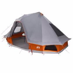vidaXL Tenda Tipi Familiare Grigio e arancione 466 x 310 x 240 cm - Vista aggiuntiva 2