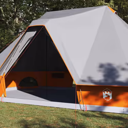 vidaXL Tenda Tipi Familiare Grigio e arancione 680 x 430 x 270 cm - Vista aggiuntiva 3