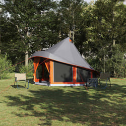 vidaXL Tenda Tipi Familiare Grigio e arancione 404 x 370 x 270 cm