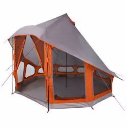 vidaXL Tenda Tipi Familiare Grigio e arancione 404 x 370 x 270 cm - Vista aggiuntiva 2