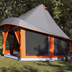 vidaXL Tenda Tipi Familiare Grigio e arancione 404 x 370 x 270 cm - Vista aggiuntiva 3