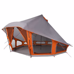 vidaXL Tenda Tipi Familiare Grigio e arancione 508 x 470 x 300 cm - Vista aggiuntiva 2
