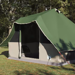 vidaXL Tenda Tipi Familiare Verde e Marrone 358 x 296 x 258 cm - Vista aggiuntiva 3