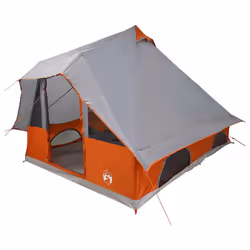 vidaXL Tenda Tipi Familiare Grigio e arancione 358 x 296 x 258 cm - Vista aggiuntiva 2