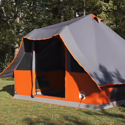 vidaXL Tenda Tipi Familiare Grigio e arancione 358 x 296 x 258 cm - Vista aggiuntiva 3