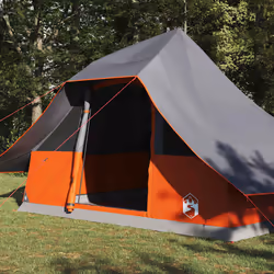 vidaXL Tenda Tipi Familiare Grigio e arancione 364 x 281 x 257 cm - Vista aggiuntiva 3