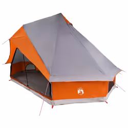 vidaXL Tenda Tipi Familiare Grigio e arancione 400 x 346 x 250 cm - Vista aggiuntiva 2