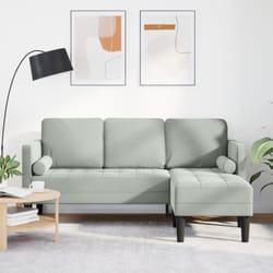 vidaXL Sofa 3 posti con chaise lunga L grigio chiaro 160 cm in velluto