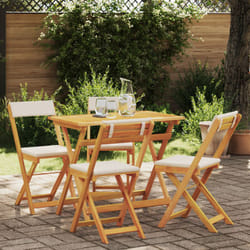 Set Bistro Pieghevole da 5 Pezzi con Cuscini in Legno Massello di Acacia - Vidaxl