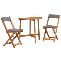 vidaXL Set bistrot 3 pcs Marrone legno massello di acacia - Vista aggiuntiva 2