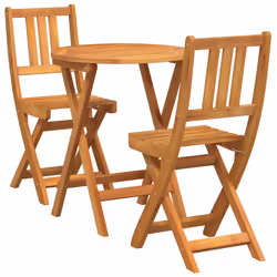 vidaXL Set bistrot 3 pcs Marrone legno massello di acacia - Vista aggiuntiva 2