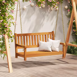 Questa panchina da dondolo unisce comfort e stile, ideale per rilassarsi sul tuo balcone o patio. Con la sua struttura in leg ...