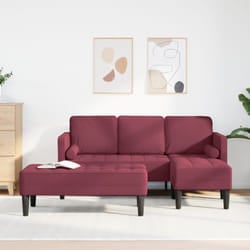 vidaXL Set divani 2 pezzi con cuscini in tessuto bordeaux