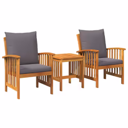 vidaXL Set Divano da Giardino 3 pcs Marrone legno massello di acacia - Vista aggiuntiva 2
