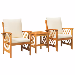 vidaXL Set Divano da Giardino 3 pcs Marrone legno massello di acacia - Vista aggiuntiva 2