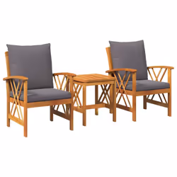 vidaXL Set Divano da Giardino 3 pcs Marrone legno massello di acacia - Vista aggiuntiva 2