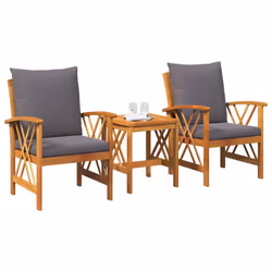 vidaXL Set Divano da Giardino 3 pcs Marrone legno massello di acacia - Vista aggiuntiva 3