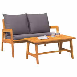 vidaXL Set bistrot con cuscino 2 pcs Marrone Legno massello di acacia - Vista aggiuntiva 3