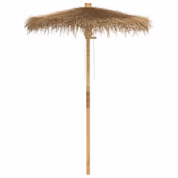 vidaXL Ombrello Tiki con Baldacchino a Foglia di Banana 150 cm Bambù - Vista aggiuntiva 2