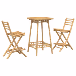 vidaXL Set Bar da Esterno 3 pz Pieghevole in Bambù - Vista aggiuntiva 2
