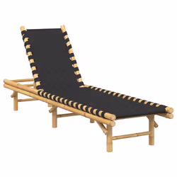 vidaXL Lettino Prendisole con Fettuccia Intrecciata Nera 55x200x30 cm - Vista aggiuntiva 2