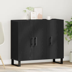 Sideboard con 3 porte in rovere nero 90x34x80 cm in legno ingegnerizzato Vidaxl