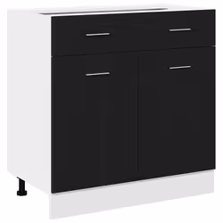 vidaXL Armadietto con Cassetto con porta Rovere nero 80 x 46 x 81.5 cm - Vista aggiuntiva 2