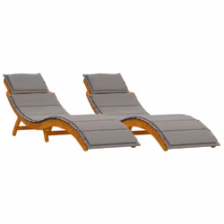 vidaXL Lettino prendisole con cuscino 2 pcs Grigio 184 x 55 x 64cm - Vista aggiuntiva 2