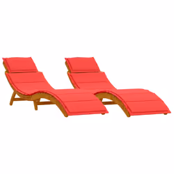 vidaXL Lettino prendisole con cuscino 2 pcs Rosso 184 x 55 x 64cm - Vista aggiuntiva 2