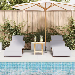 vidaXL Lettino prendisole 2 pcs Grigio chiaro 184 x 55 x 64cm - Vista aggiuntiva 3