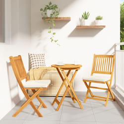 Sedia da Giardino Pieghevole con Cuscino Bianco 2pz in Legno Massello di Acacia Vidaxl