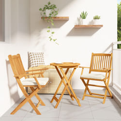 Sedie da giardino pieghevoli con cuscino bianco 2 pezzi in legno massello di acacia Vidaxl