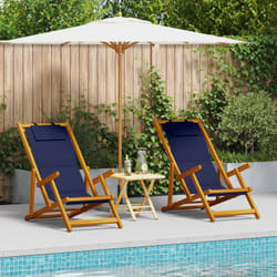 Vidaxl - Sdraio Pieghevoli da Spiaggia 2 Pezzi Blu in Legno Massello di Acacia e Textilene