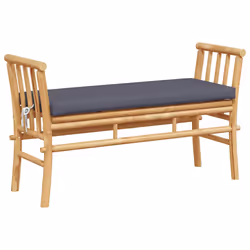 vidaXL Panchina da giardino con cuscino Marrone 110 x 38 x 65cm Bambù - Vista aggiuntiva 2