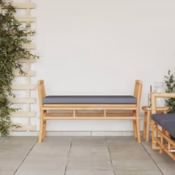 vidaXL Panchina da giardino con cuscino Marrone 110 x 38 x 65cm Bambù - Vista aggiuntiva 3