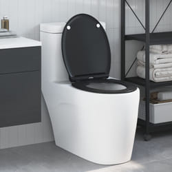 Sedile per wc con rilascio rapido e chiusura morbida in Duroplast Nero Vidaxl