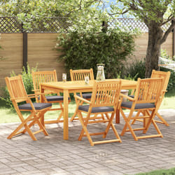 Sedia da Giardino Pieghevole con Cuscino Grigio 6pz in Legno Massello di Acacia Vidaxl
