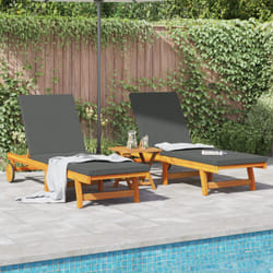 Vidaxl - Lettini prendisole 2 pz con ruote e cuscino in legno massello di acacia