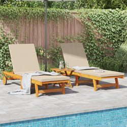 Vidaxl - Lettini prendisole 2 pz con ruote e cuscino in legno massello di acacia