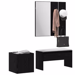 vidaXL Set mobili da ingresso con specchio 5 pcs Rocce nere e argento - Vista aggiuntiva 3