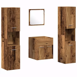 vidaXL Set di Mobili per il Bagno con porta 4 pcs Legno vecchio - Vista aggiuntiva 2
