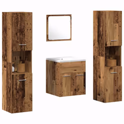 vidaXL Set di Mobili per il Bagno con porta 4 pcs Legno vecchio - Vista aggiuntiva 3