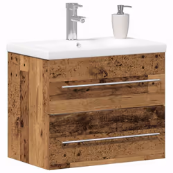 vidaXL Mobile lavabo con lavandino con cassetto 2 pcs Legno vecchio - Vista aggiuntiva 3