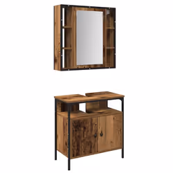 vidaXL Set di mobili per il bagno 2 pcs Marrone 60 x 30 x 60 cm - Vista aggiuntiva 2