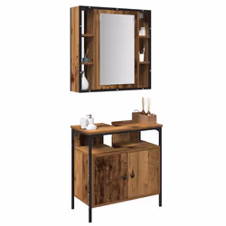 vidaXL Set di mobili per il bagno 2 pcs Marrone 60 x 30 x 60 cm - Vista aggiuntiva 3