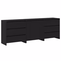 vidaXL Credenza 3 pcs Nero 70 x 41 x 75 cm Legno multistrato - Vista aggiuntiva 2