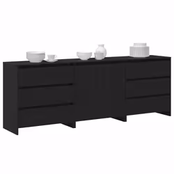 vidaXL Credenza 3 pcs Nero 70 x 41 x 75 cm Legno multistrato - Vista aggiuntiva 3
