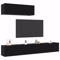 vidaXL Set di Mobili Porta TV 3 pcs Rovere nero 200 x 30 x 30 cm - Vista aggiuntiva 3